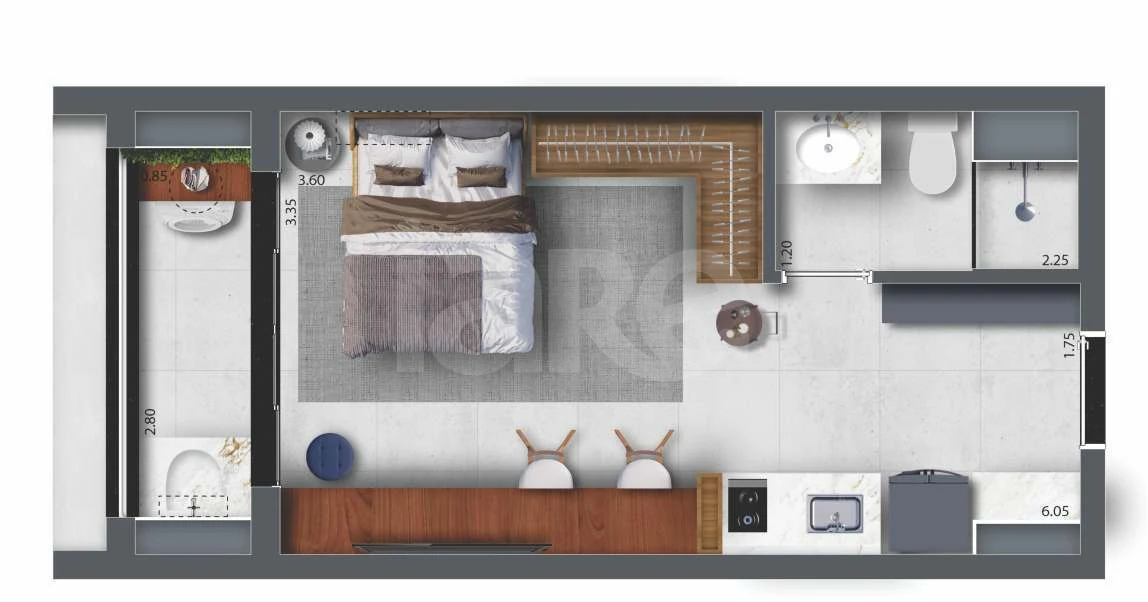 Planta — Studio 27,33 m²