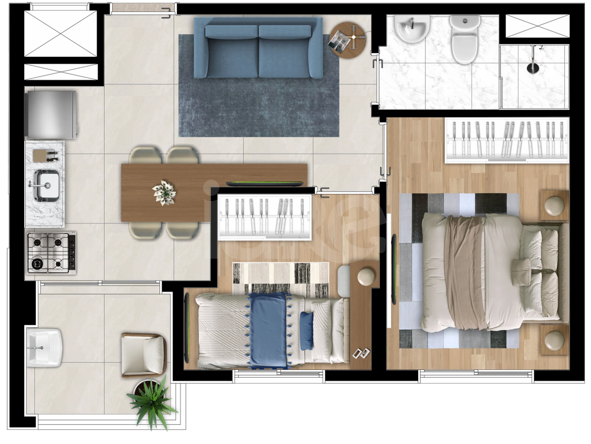Planta — Apartamento 35,69 m²