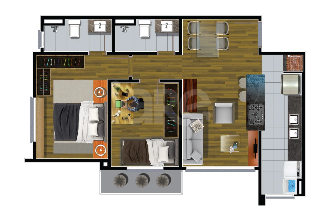 Planta — Apartamento 59,46 m²