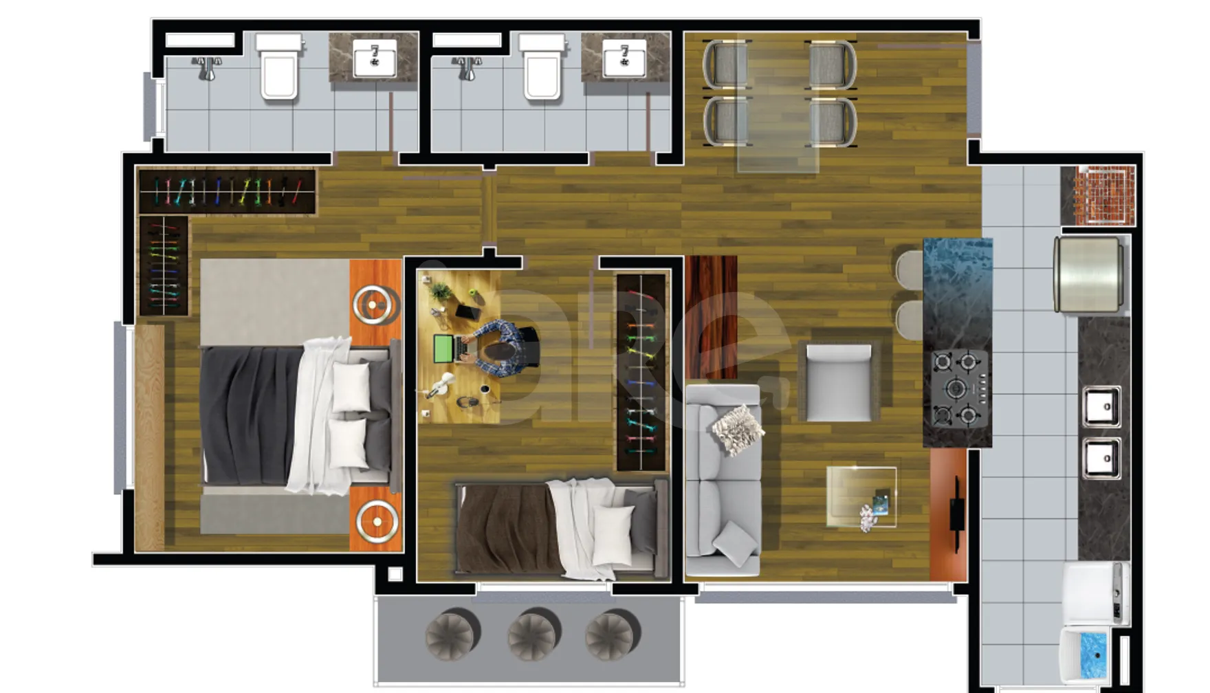 Planta — Apartamento 59,46 m²