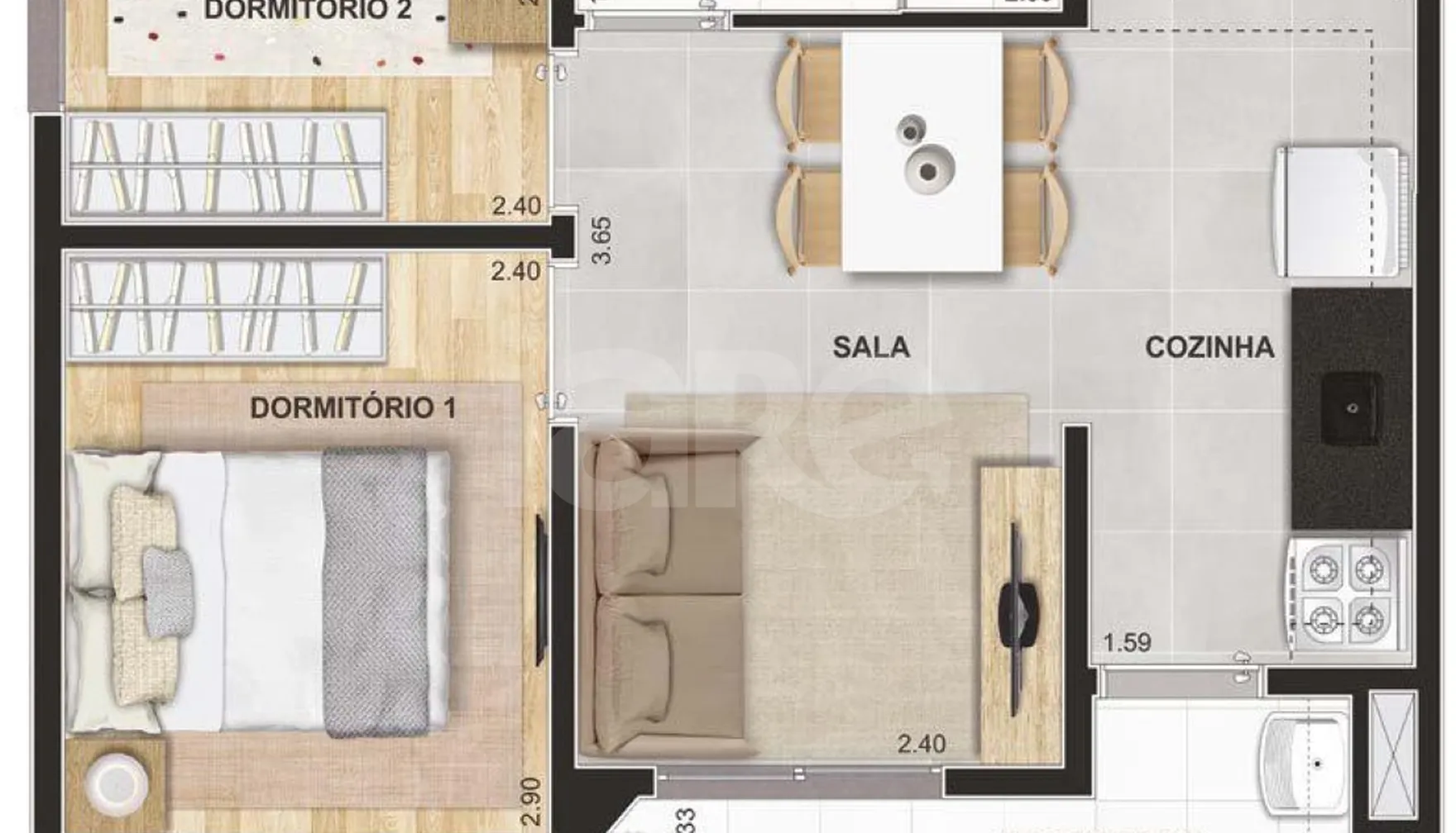 Planta — Apartamento 42,44 m²