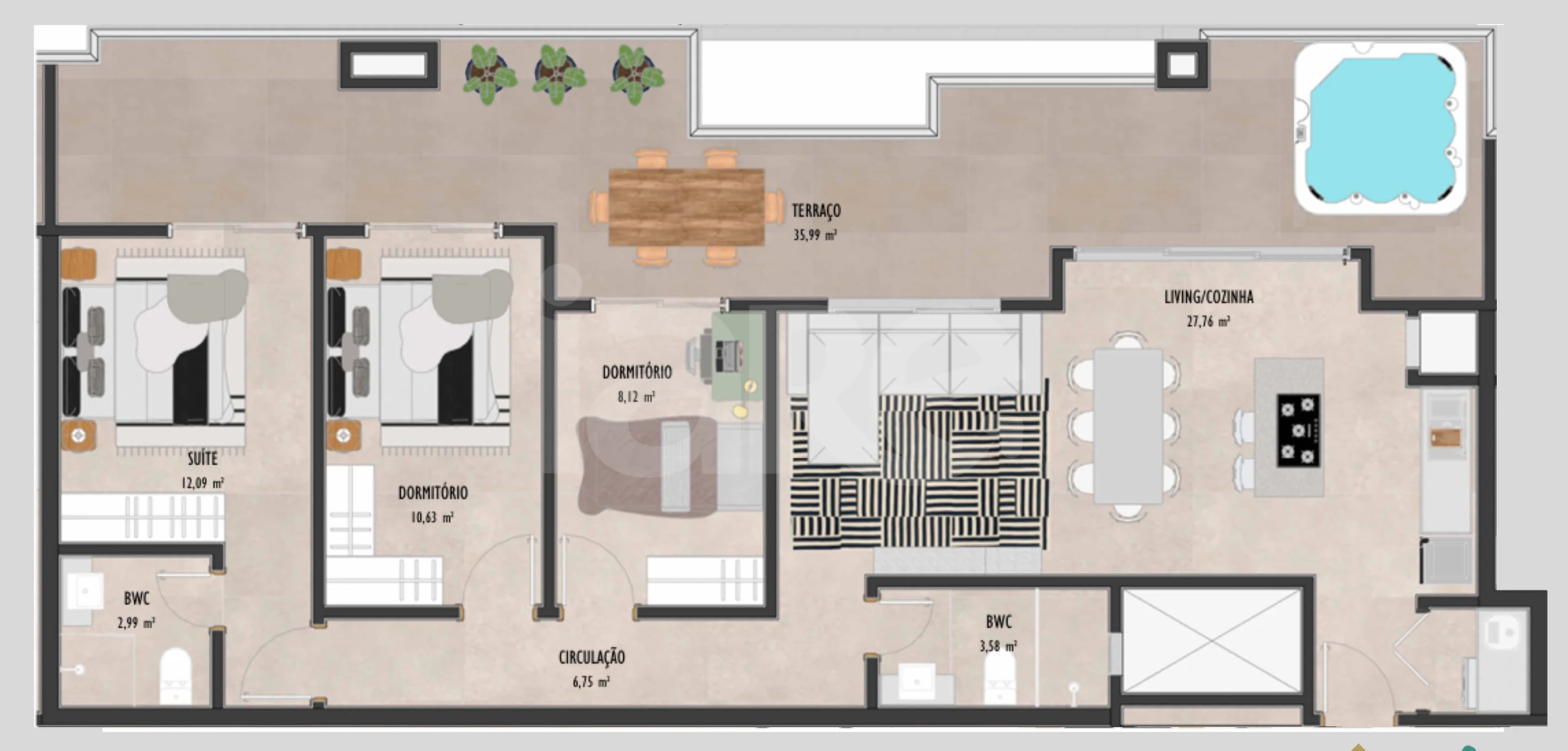 Planta — Cobertura Horizontal 126,2 m²