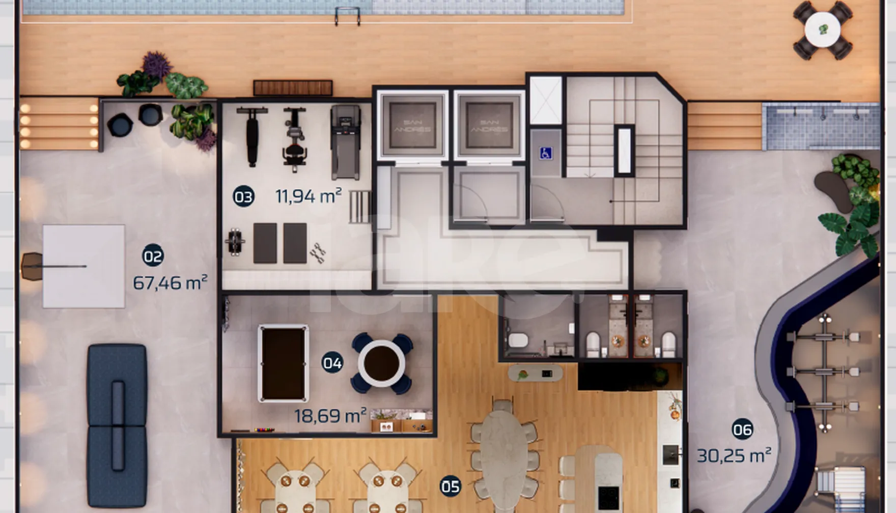 Planta — Pavimento lazer