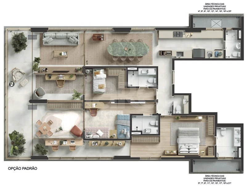 Planta — Apartamento 167,07 m²