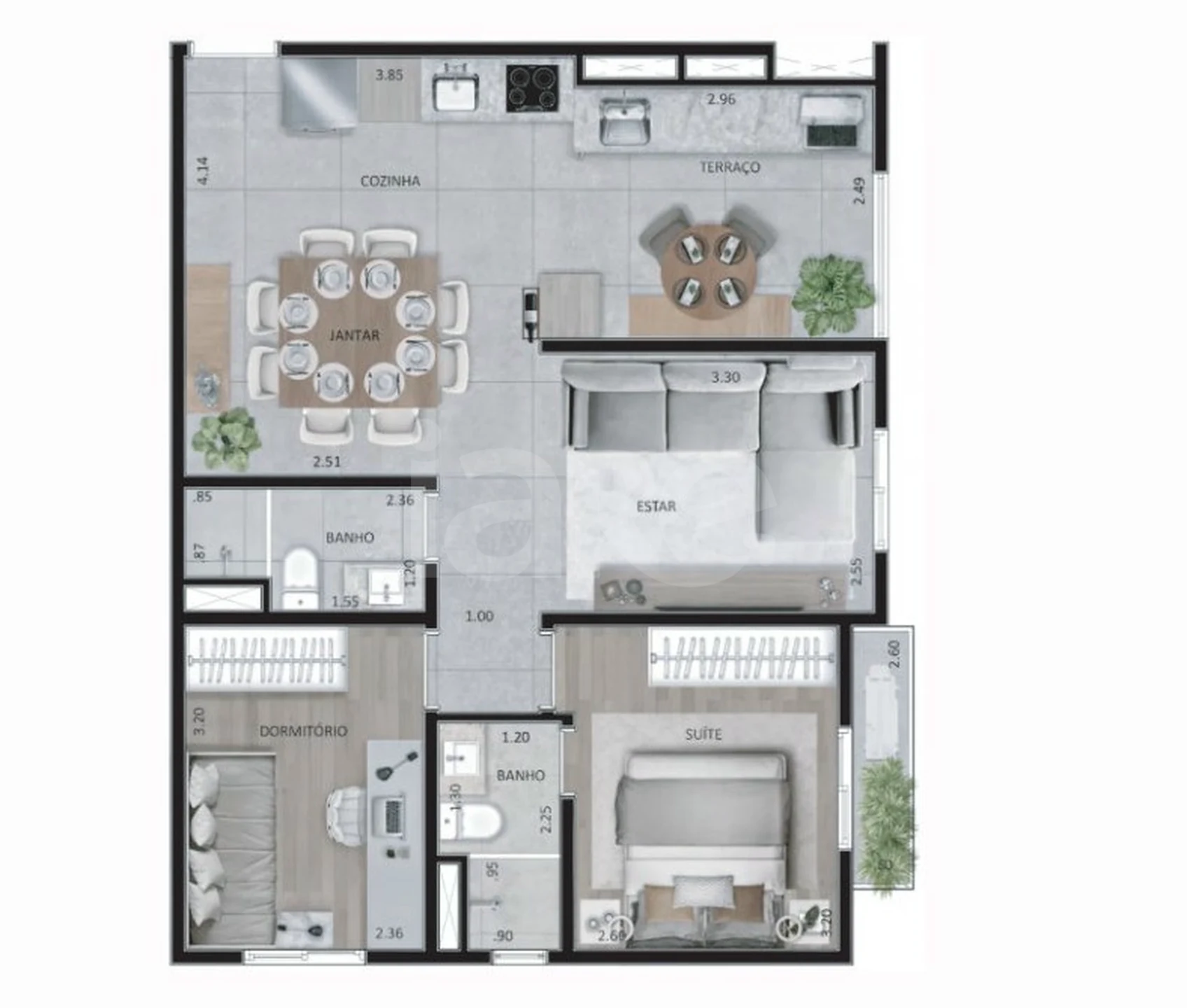 Planta — Apartamento 63 m²