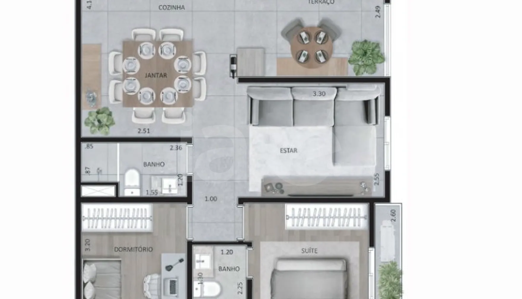 Planta — Apartamento 63 m²