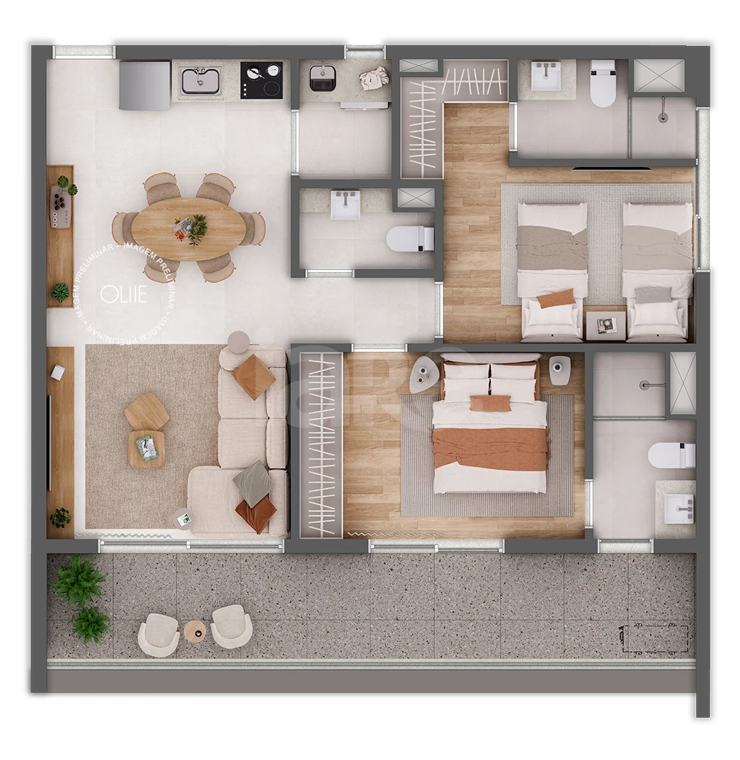 Planta — Apartamento 80,47 m²