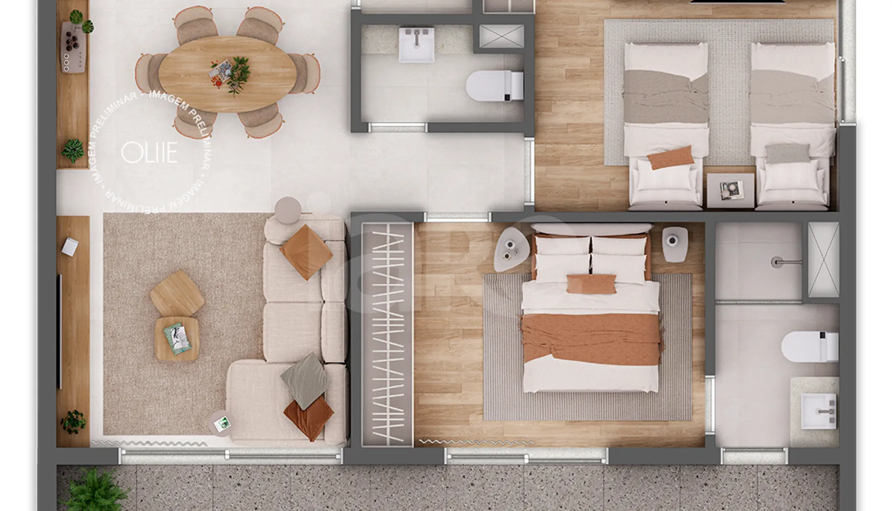 Planta — Apartamento 80,47 m²