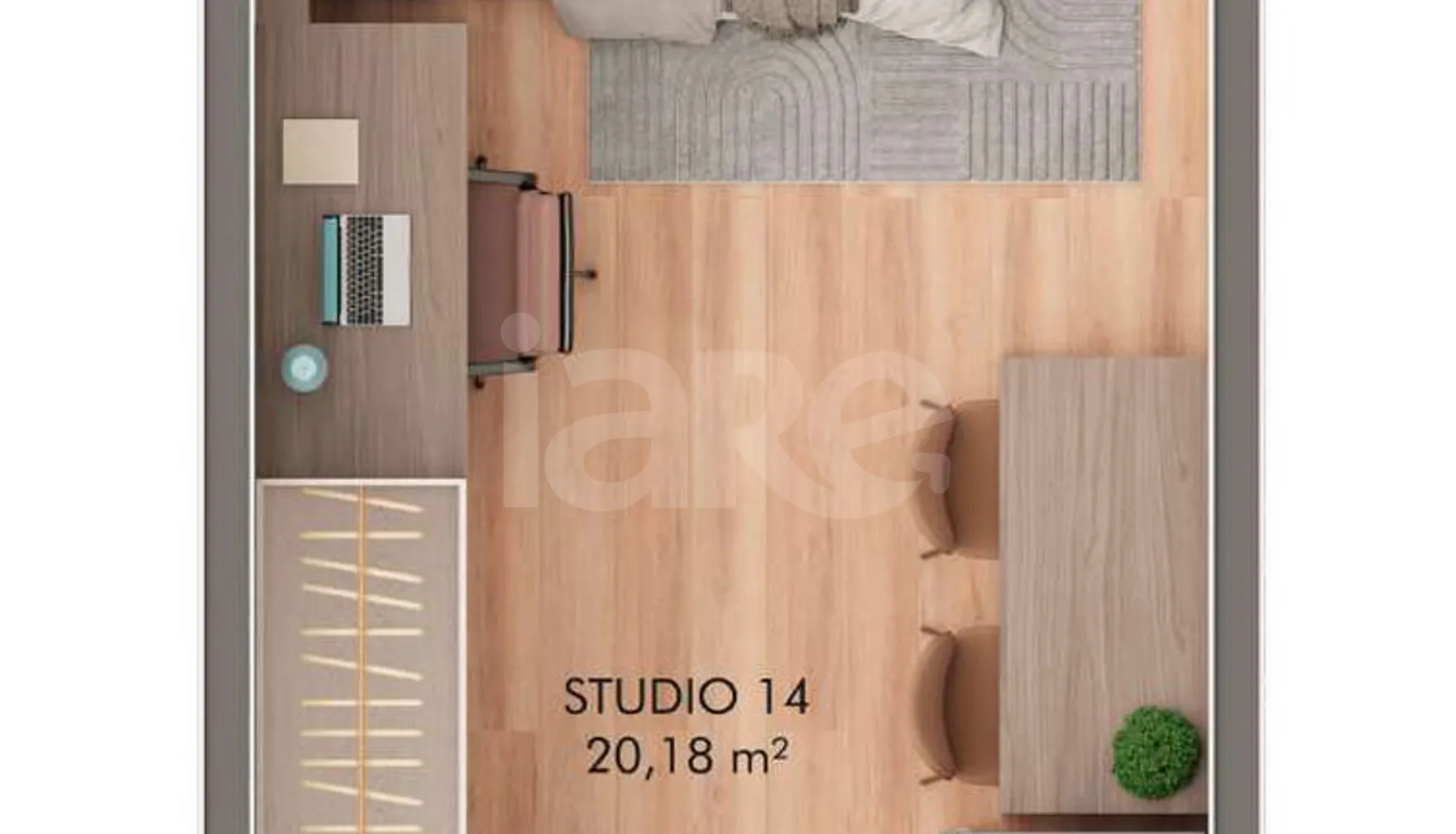 Planta — Studio 26,45 m²