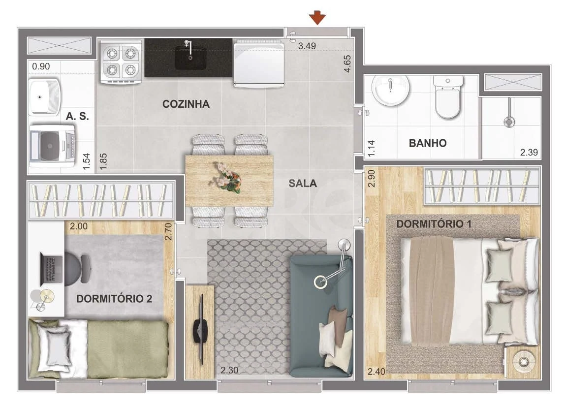 Planta — Apartamento 34 m²