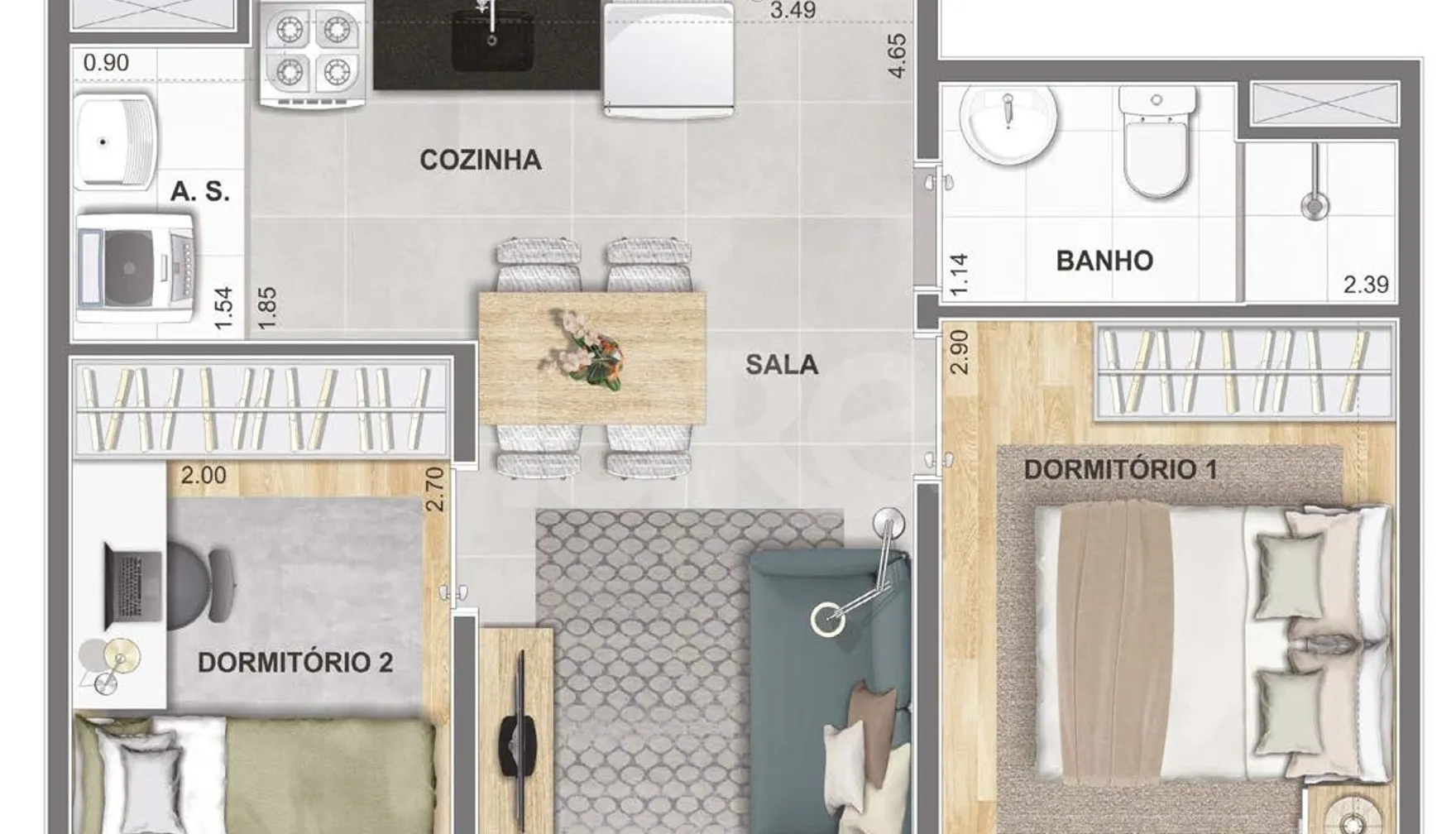 Planta — Apartamento 34 m²