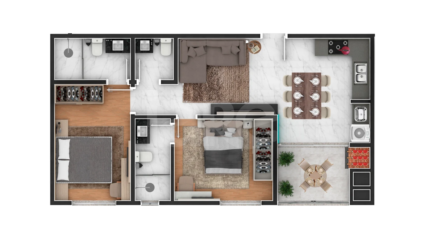 Planta — Apartamento 66 m²
