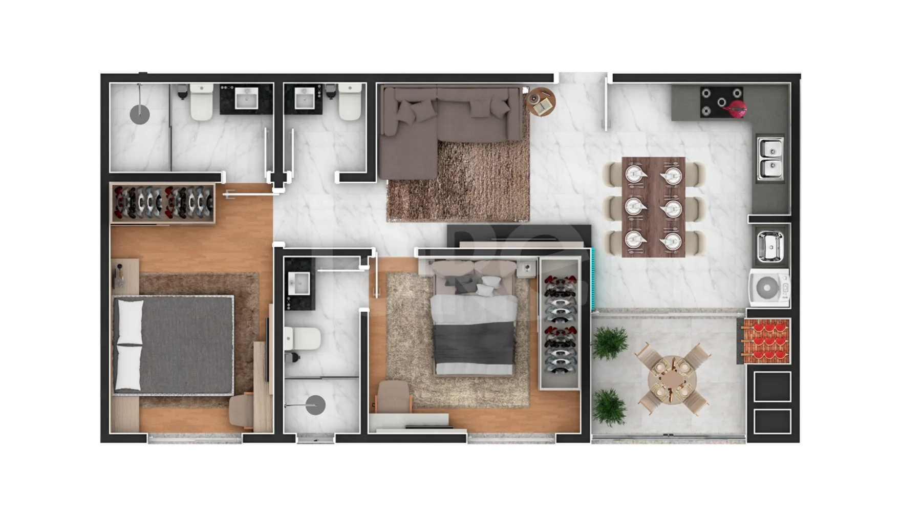 Planta — Apartamento 66 m²