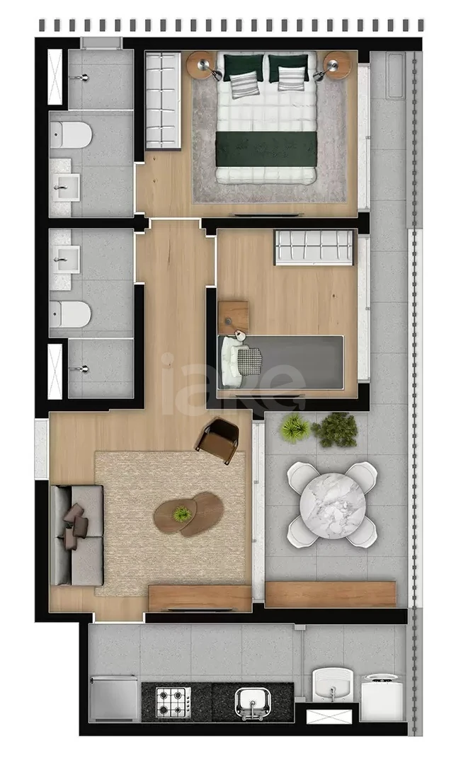 Planta — Apartamento 58,36 m²