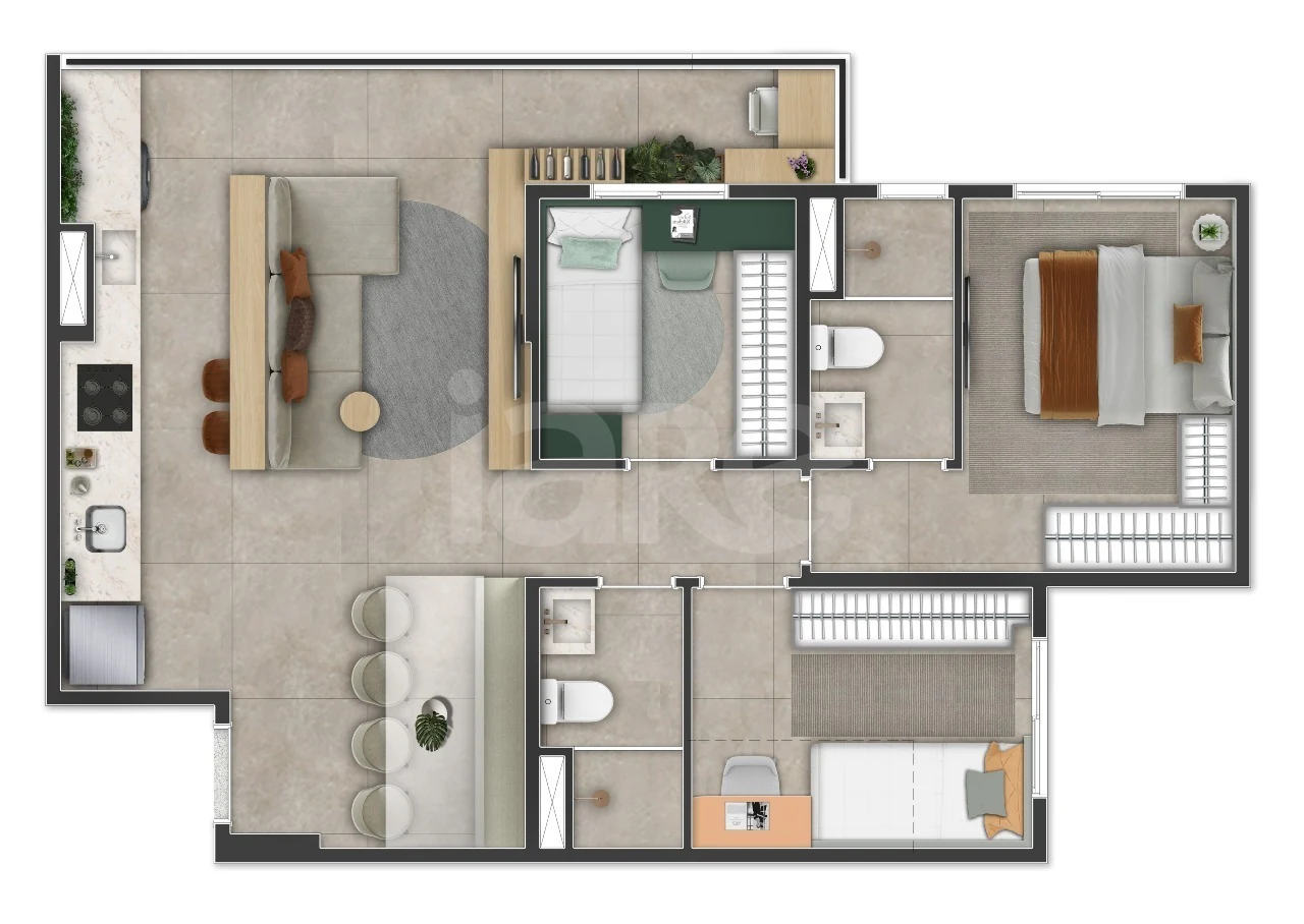 Planta — Apartamento 65,4 m²
