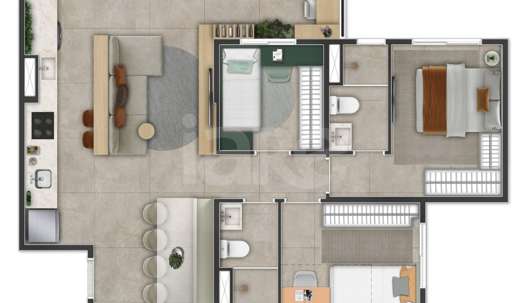 Planta — Apartamento 65,4 m²