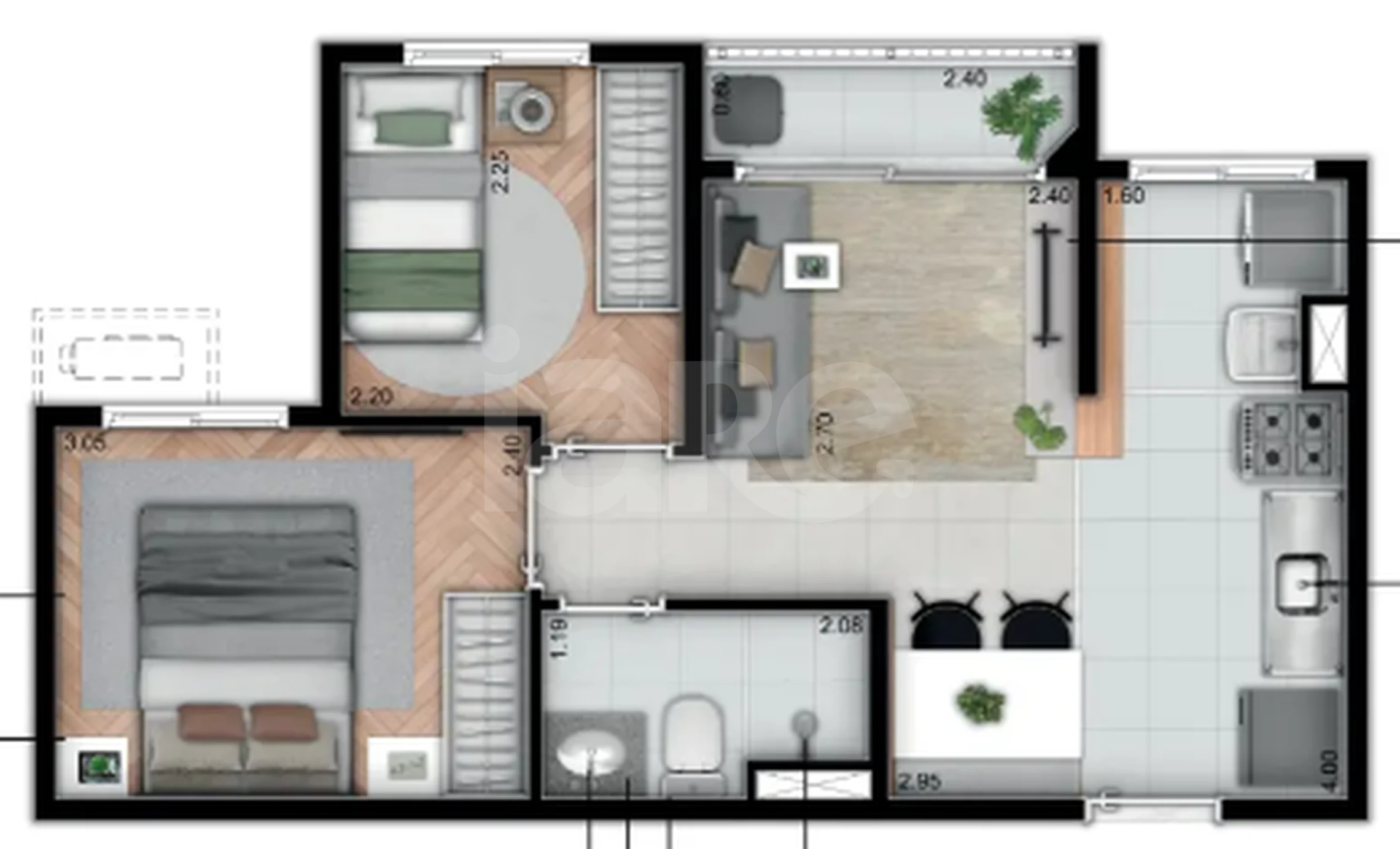 Planta — Apartamento 37,61 m²