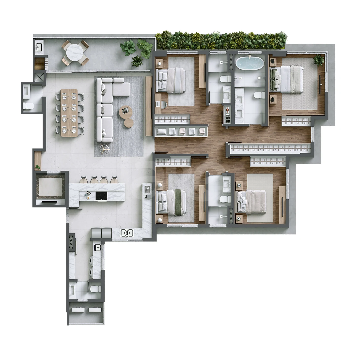 Planta — Planta 02 - 4 dorm 180,91 m²