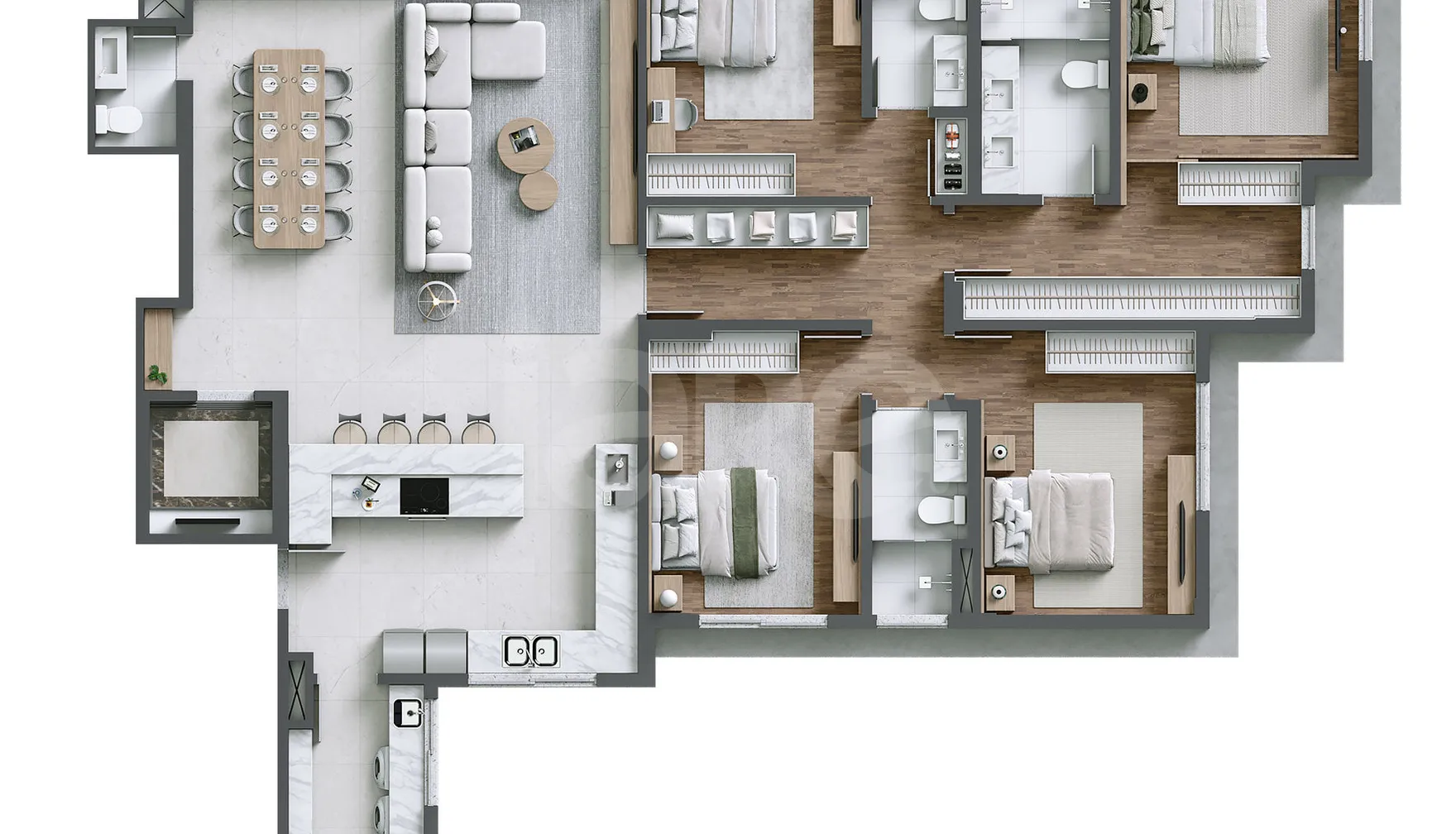 Planta — Planta 02 - 4 dorm 180,91 m²