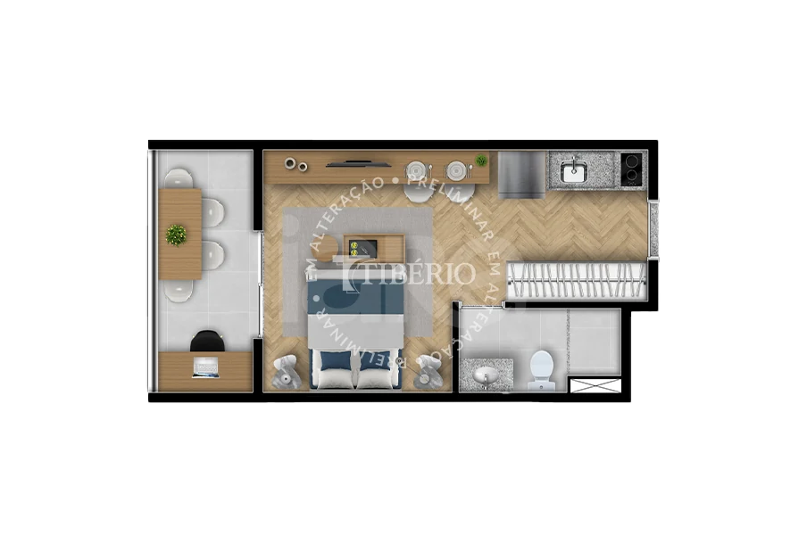 Planta — Studio 27,69 m²