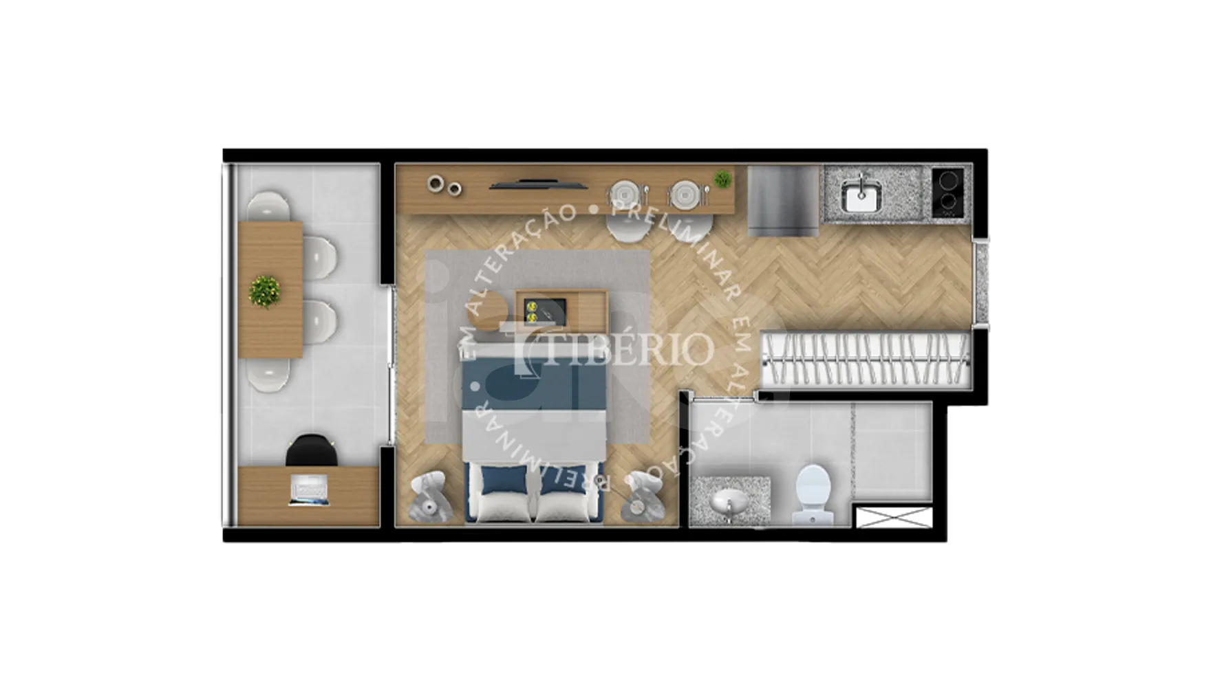 Planta — Studio 27,69 m²
