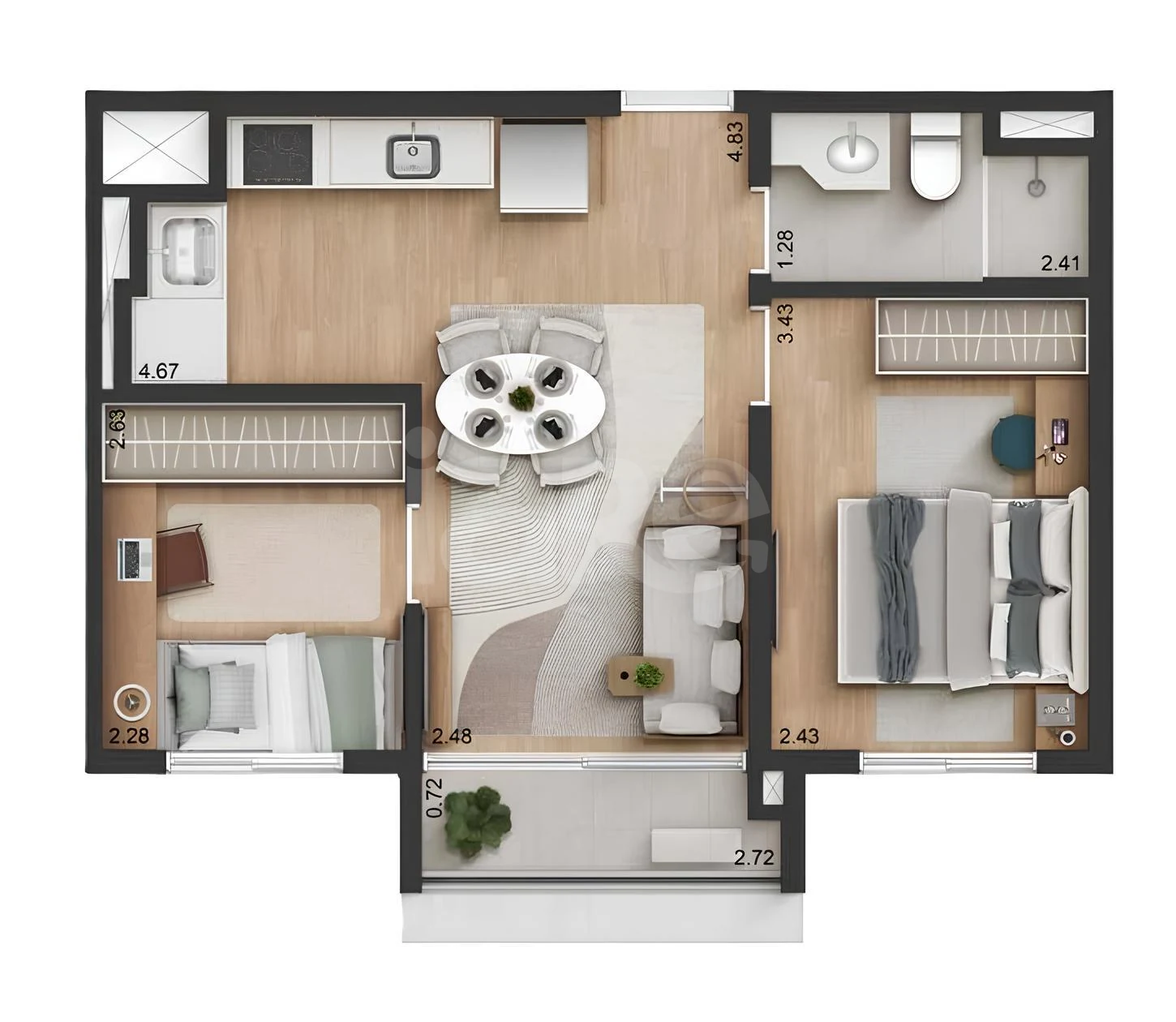 Planta — Apartamento 41,1 m²