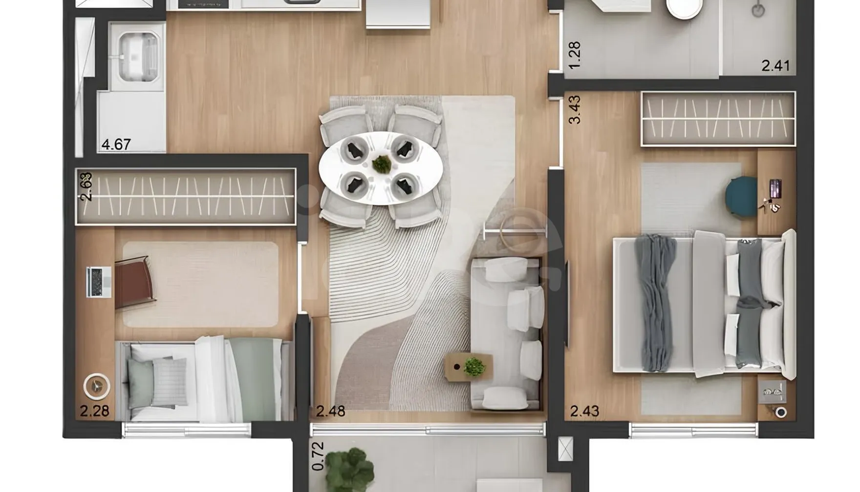 Planta — Apartamento 41,1 m²