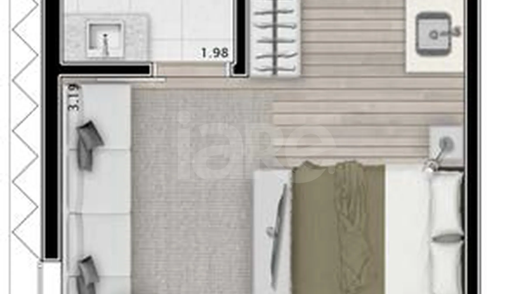 Planta — Studio 31,11 m²