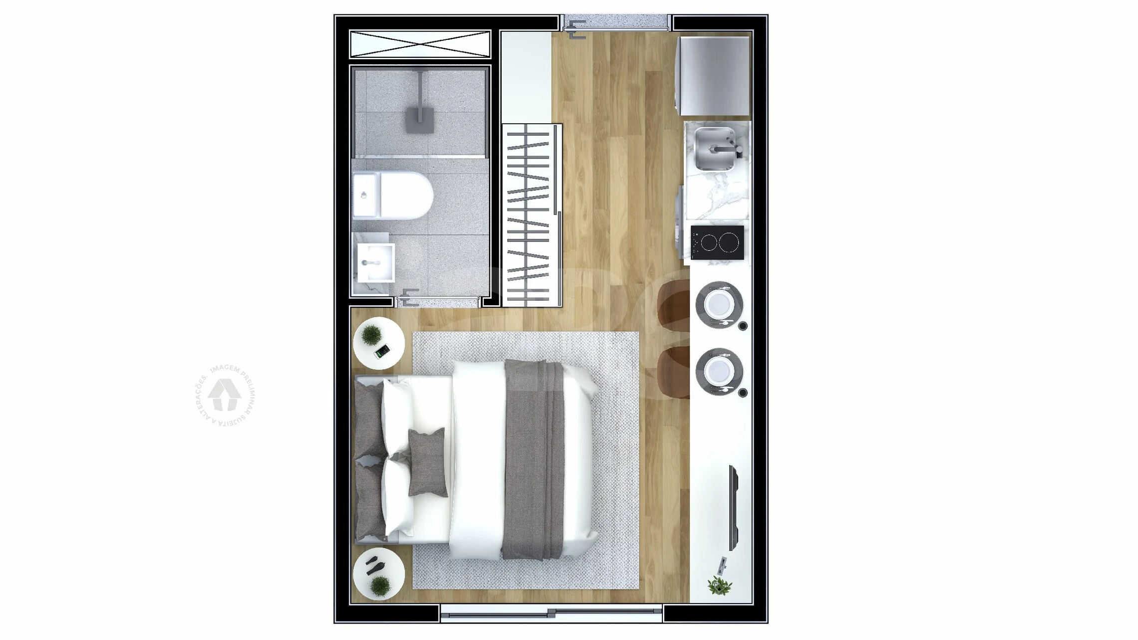 Planta — Studio 16,67 m²