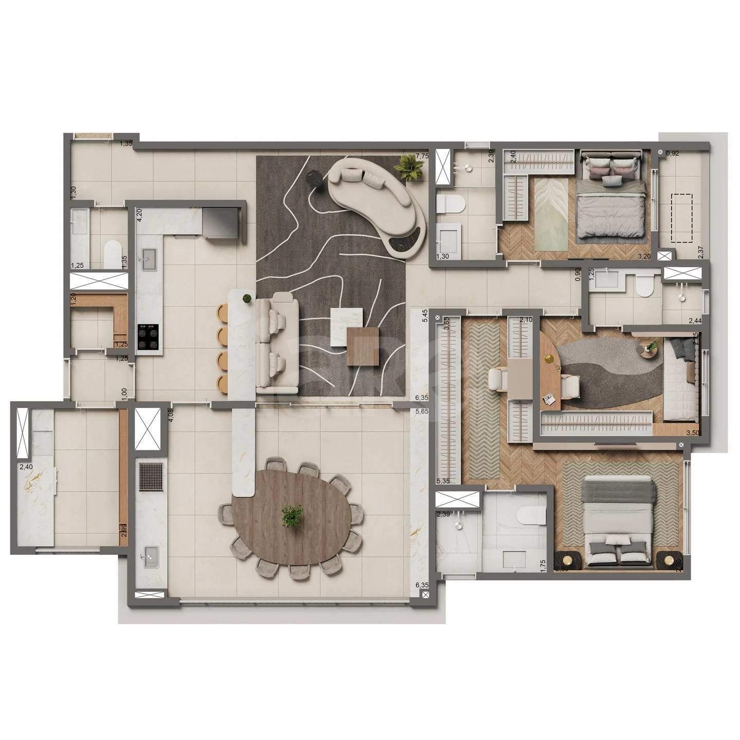 Planta — Apartamento 135,4 m²