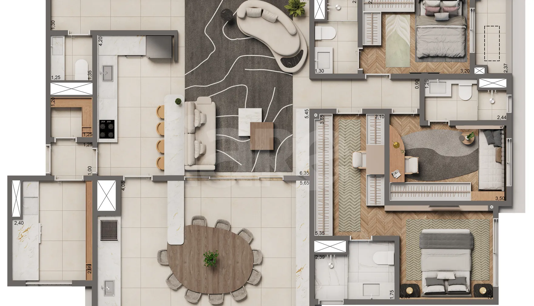 Planta — Apartamento 135,4 m²