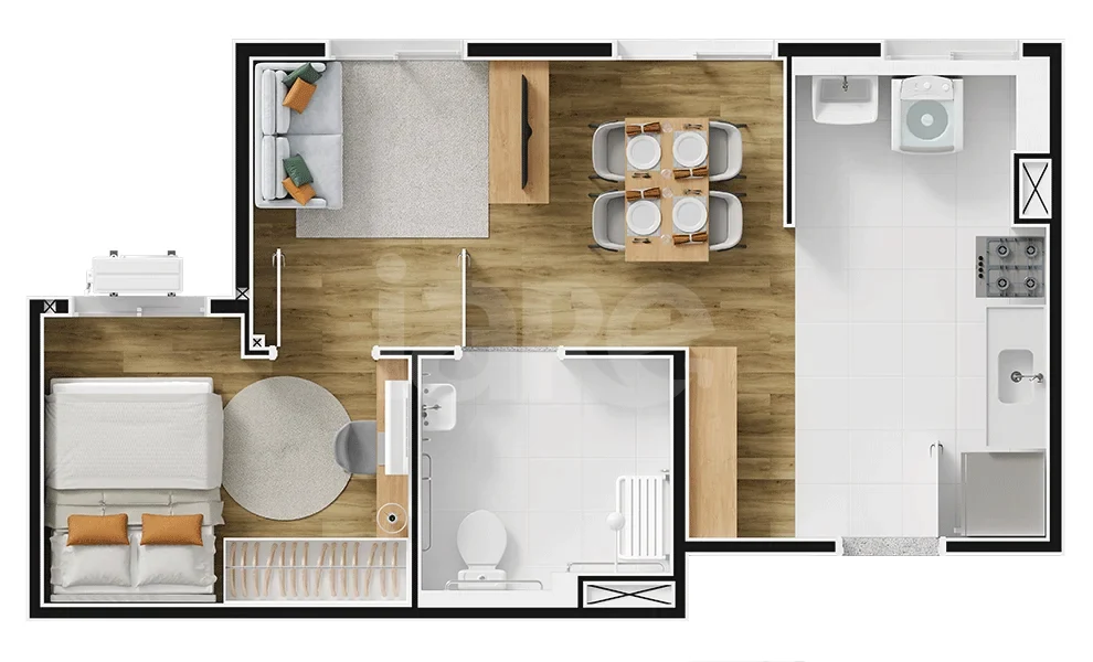 Planta — Apartamento 35,88 m²