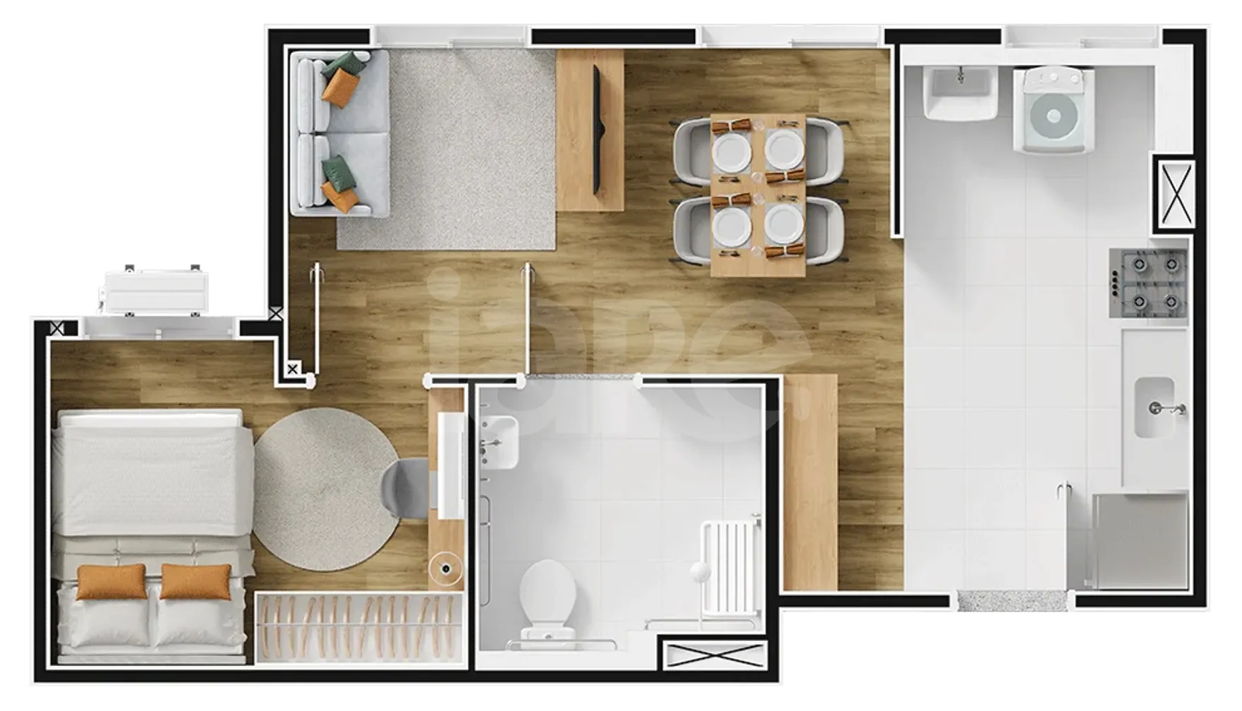 Planta — Apartamento 35,88 m²