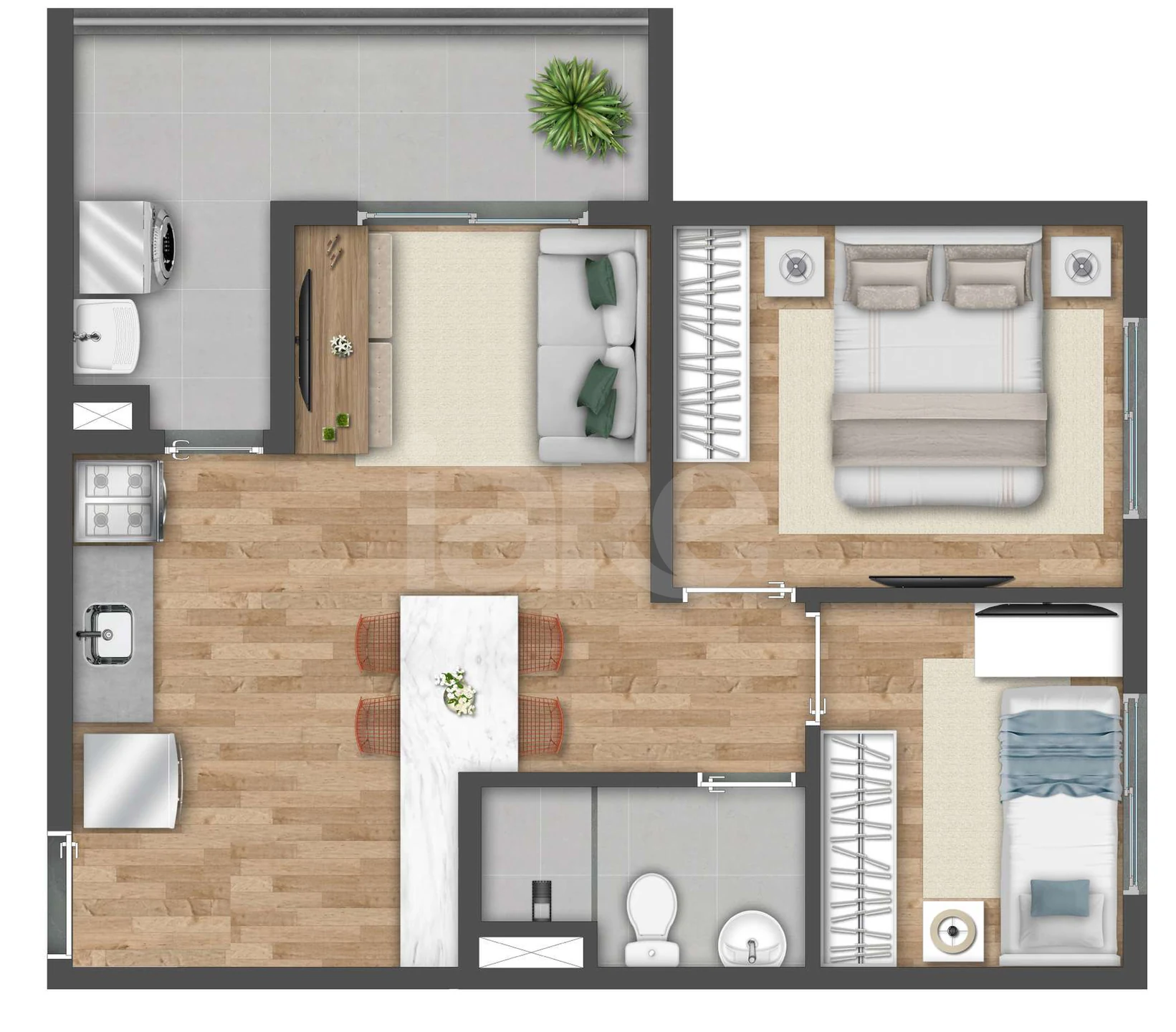 Planta — Apartamento 46,17 m²