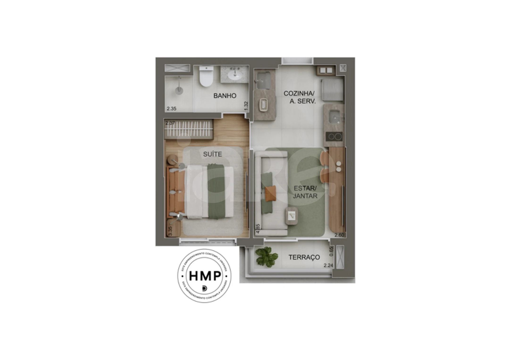 Planta — Apartamento 30,34 m²