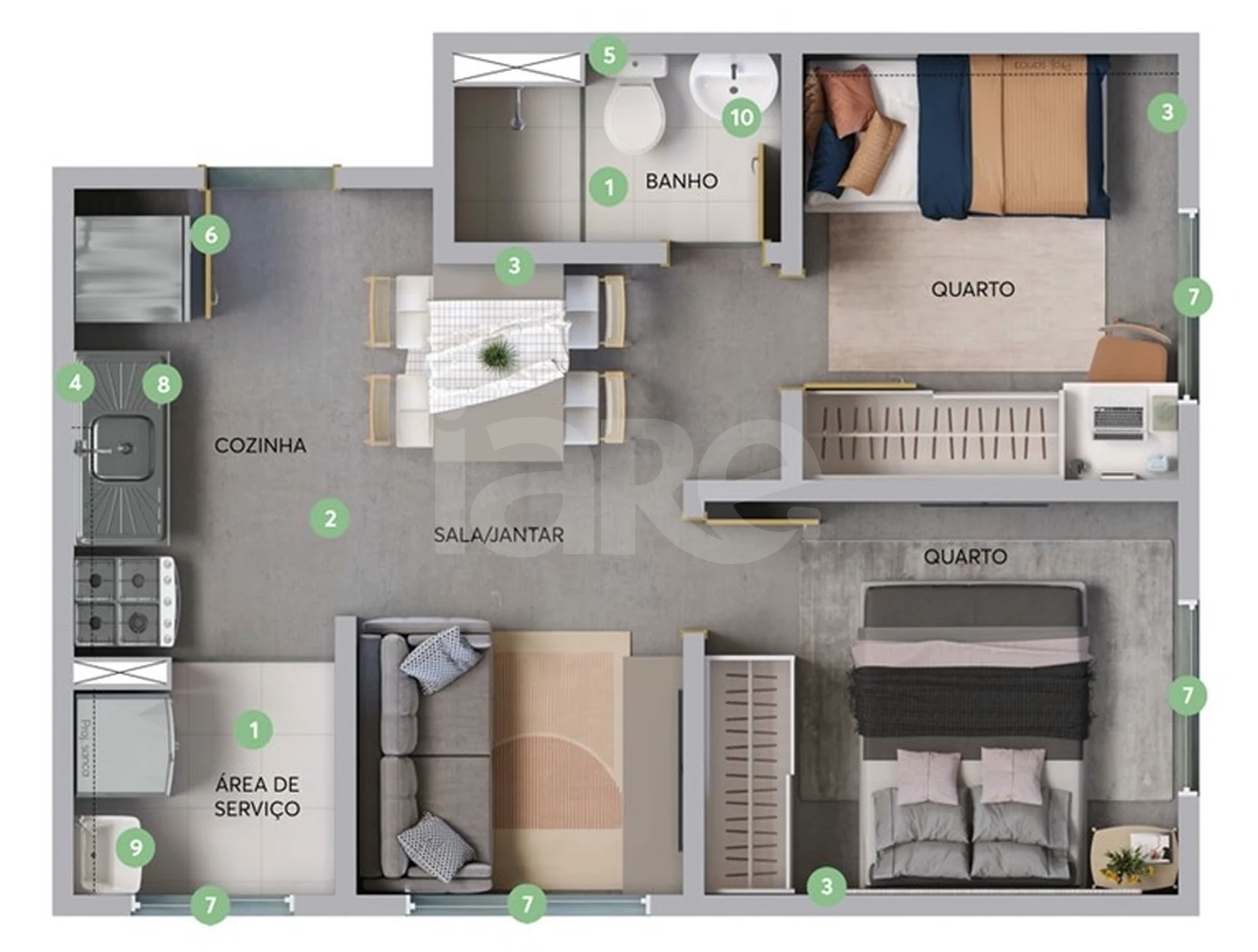 Planta — Apartamento 45,74 m²