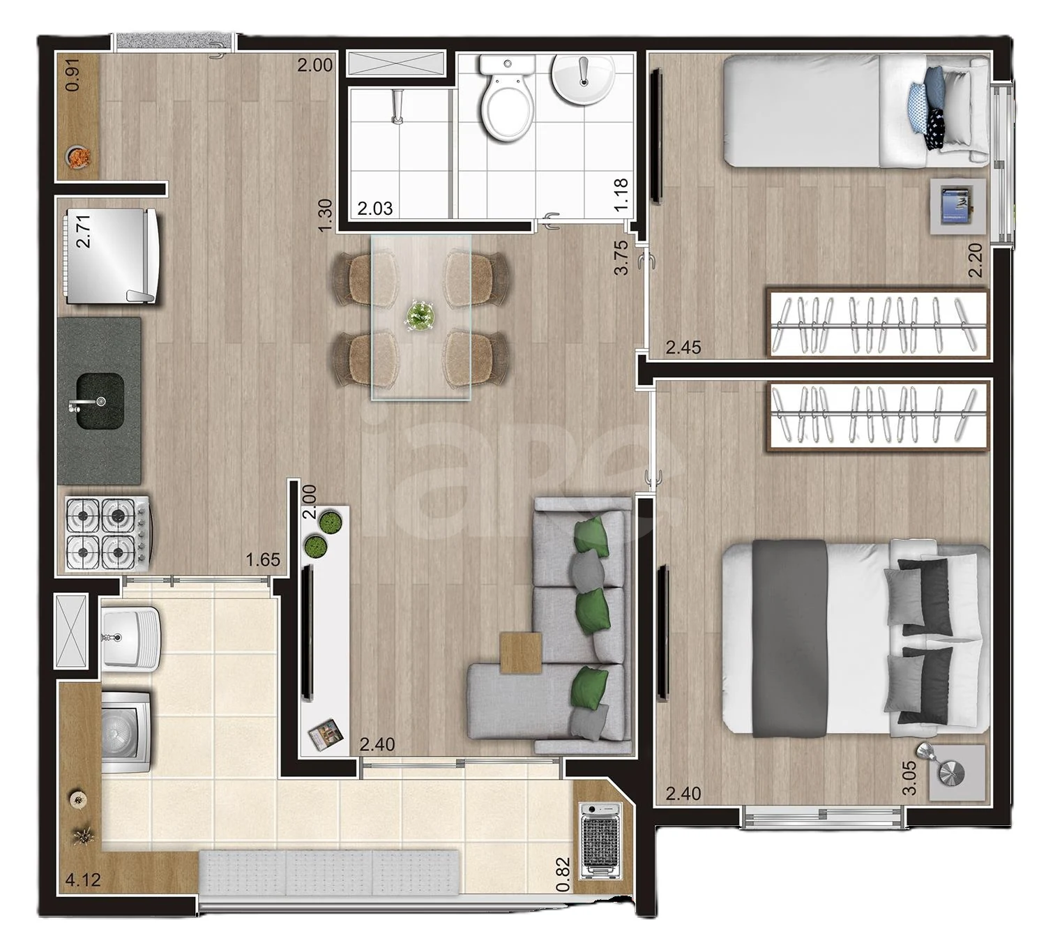 Planta — Apartamento 41,92 m²
