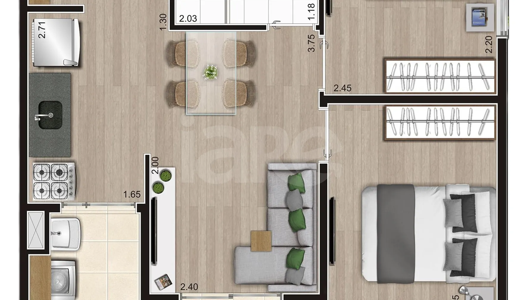 Planta — Apartamento 41,92 m²