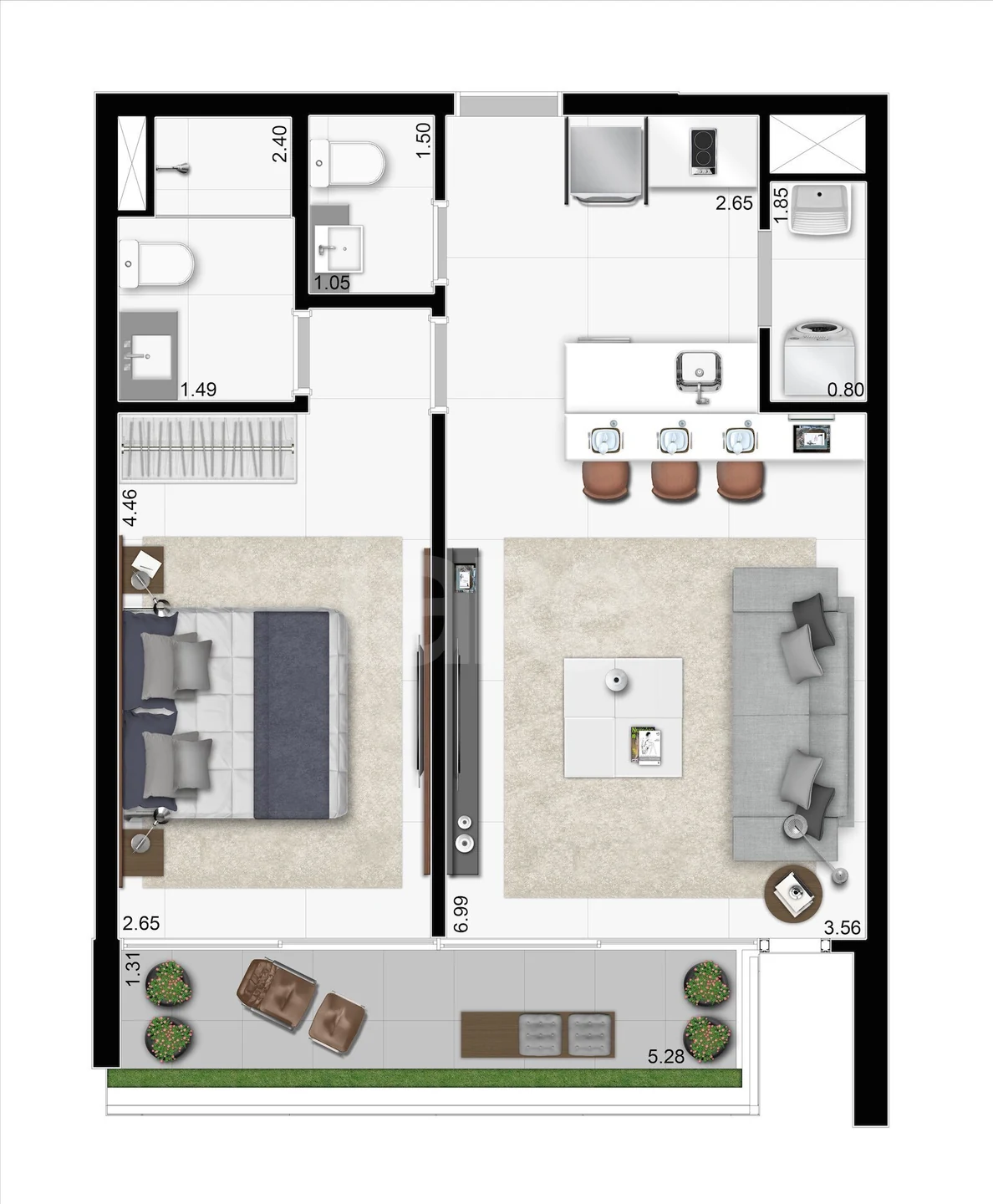 Planta — Apartamento 56,56 m²