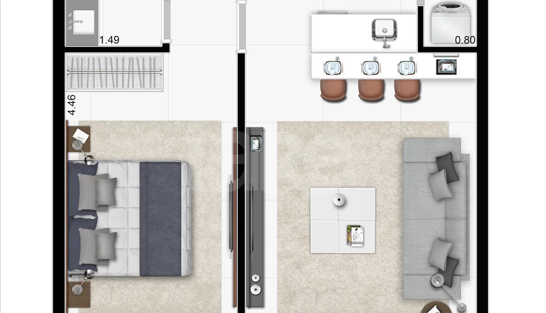 Planta — Apartamento 56,56 m²