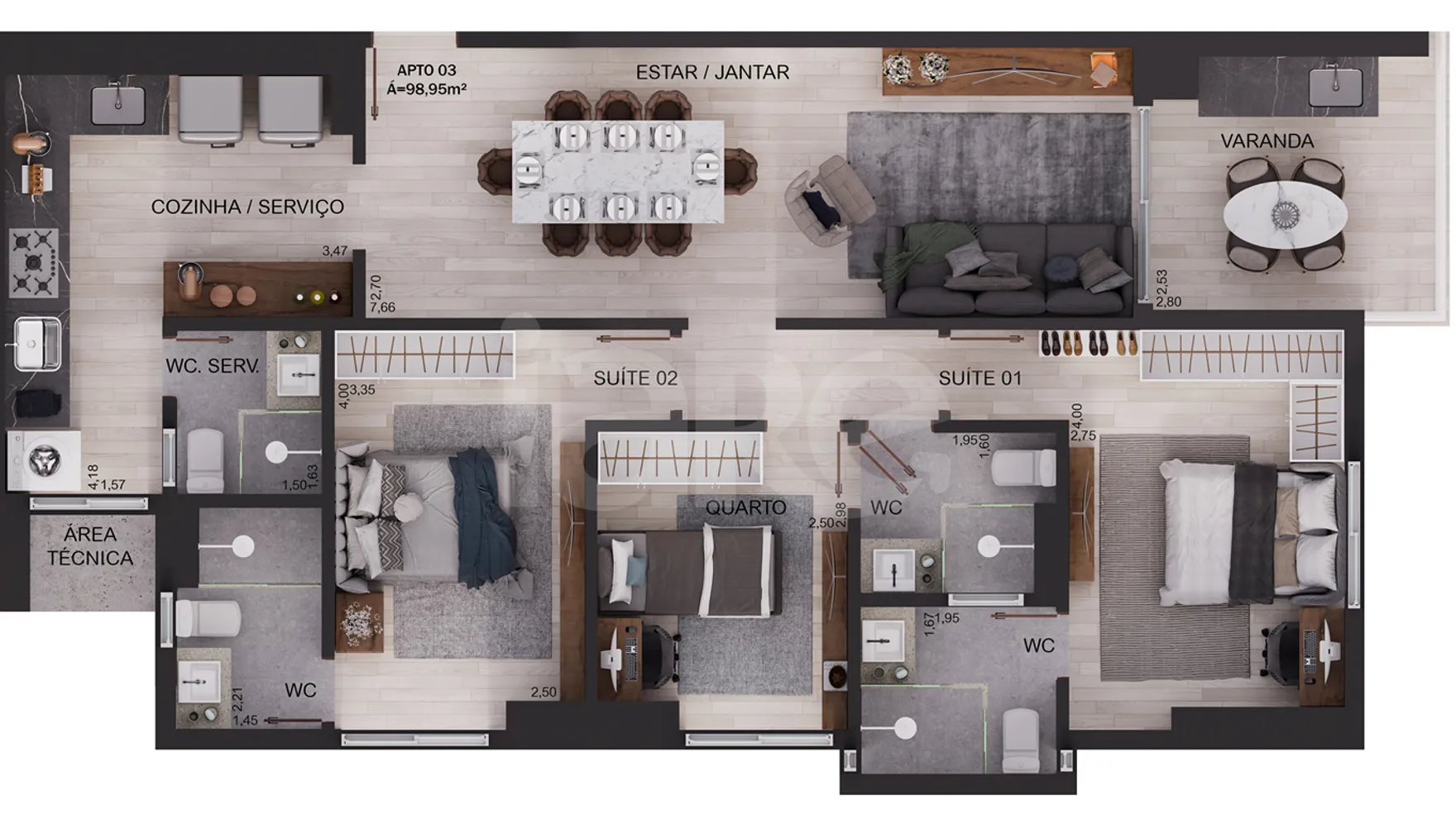 Planta — Apartamento 97,42 m²