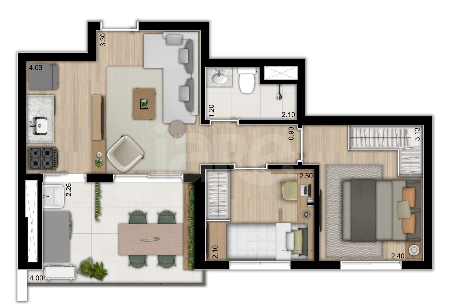 Planta — Apartamento 45,78 m²
