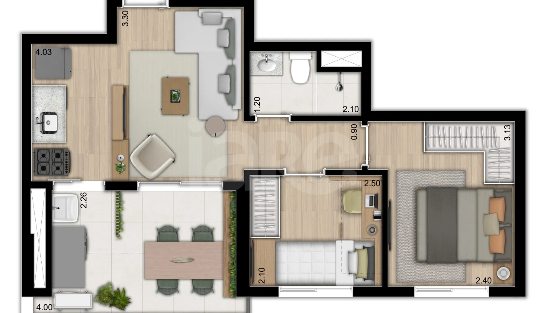 Planta — Apartamento 45,78 m²