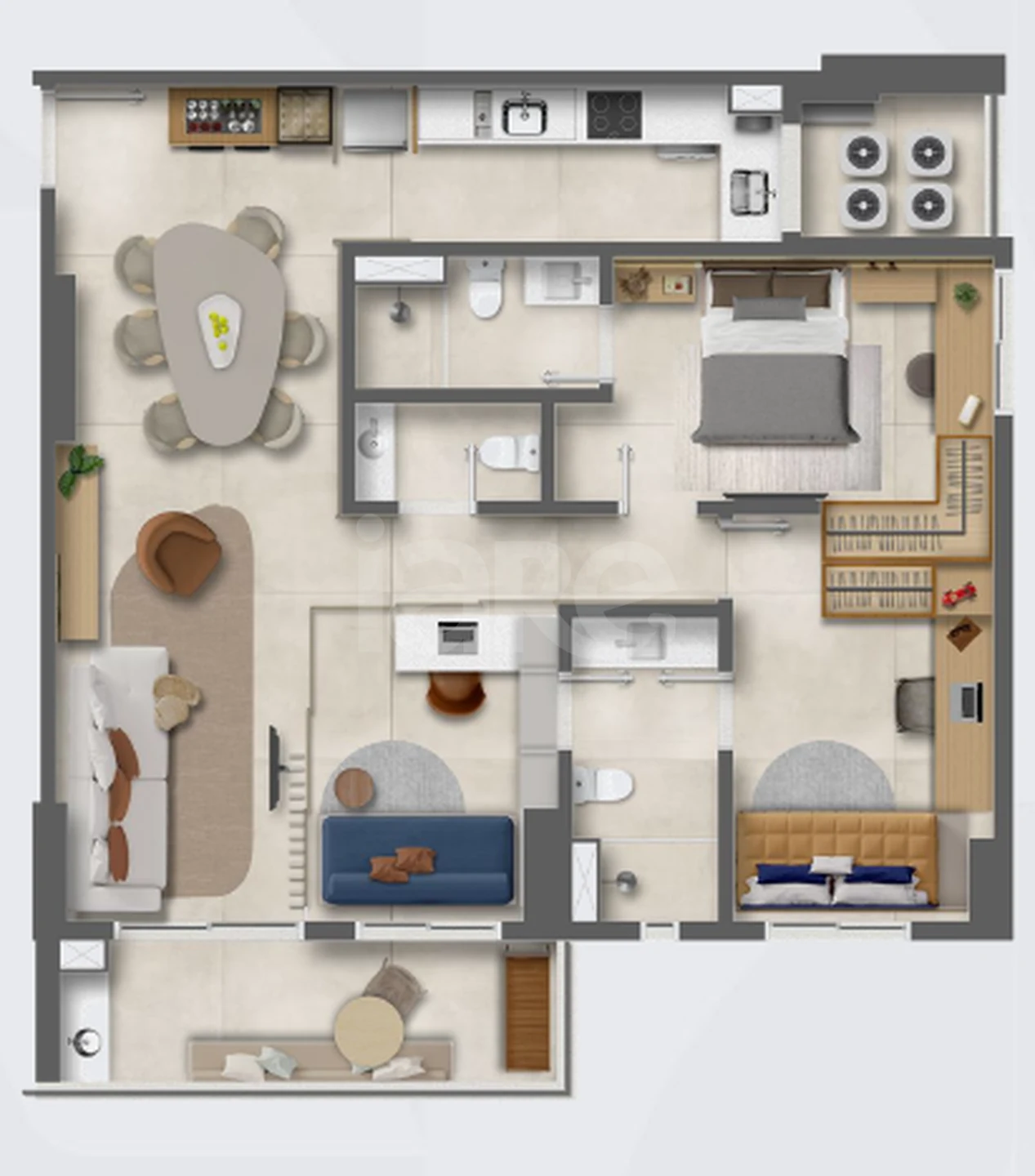 Planta — Apartamento 98,43 m²