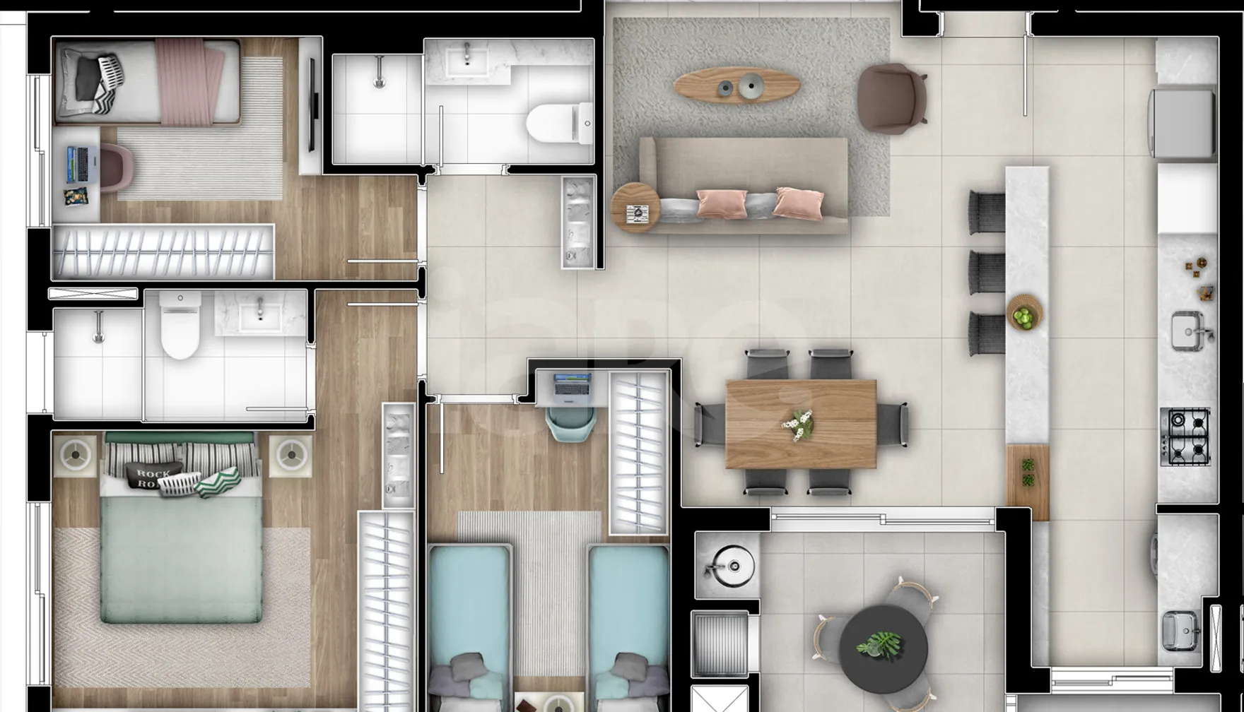 Planta — Apartamento 88,91 m²