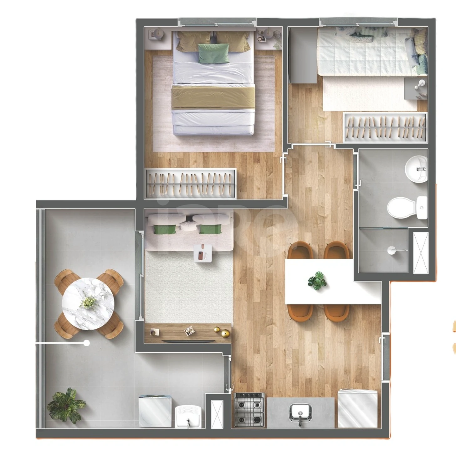 Planta — Apartamento 43,48 m²