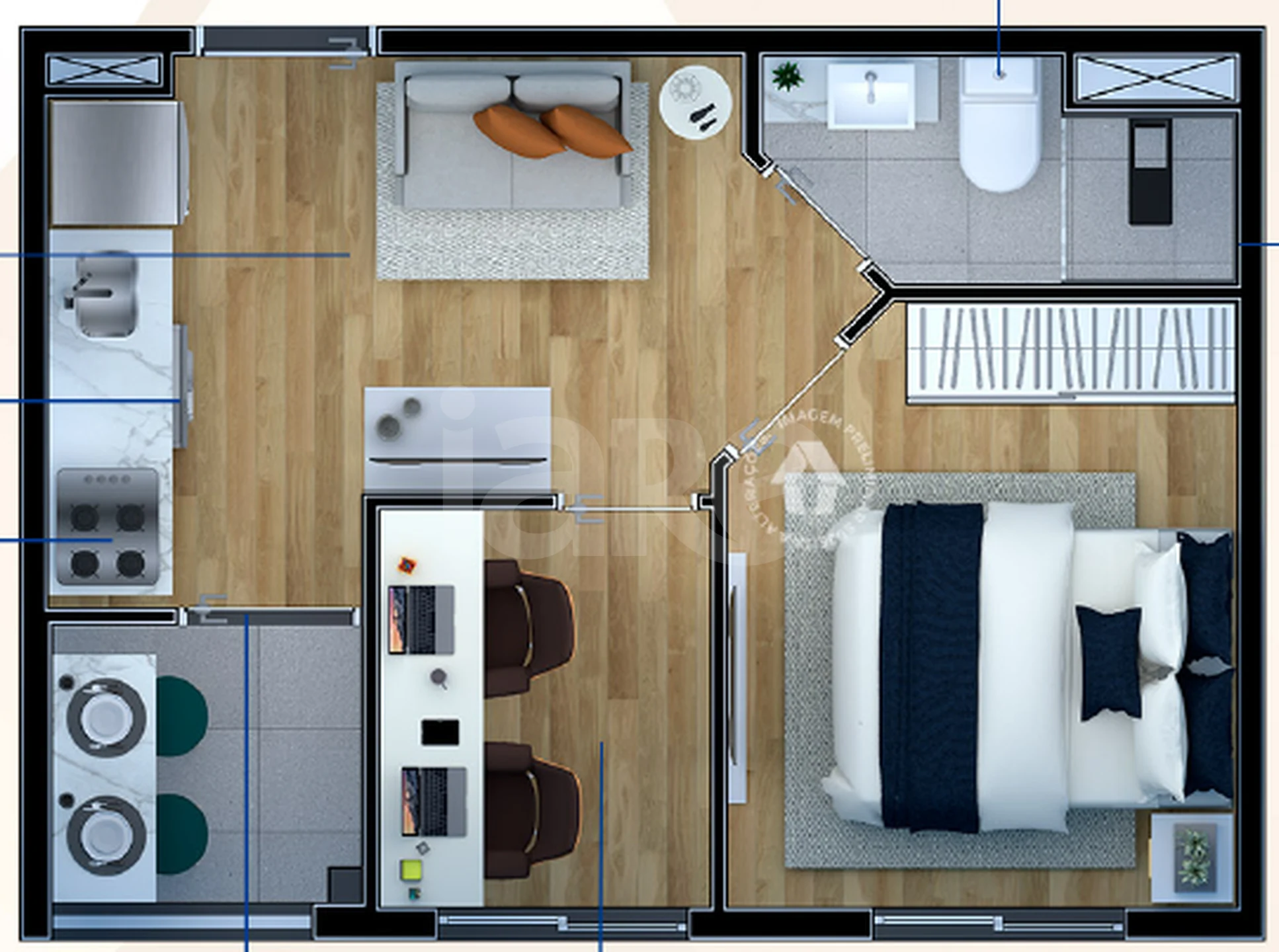Planta — Apartamento 26,14 m²