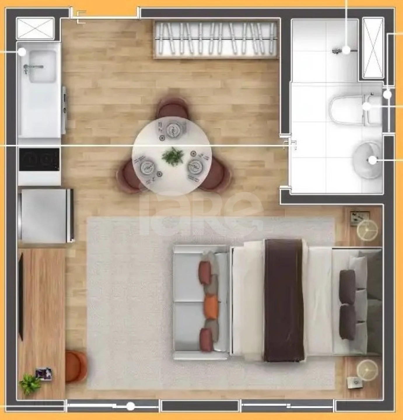 Planta — Studio 24,01 m²