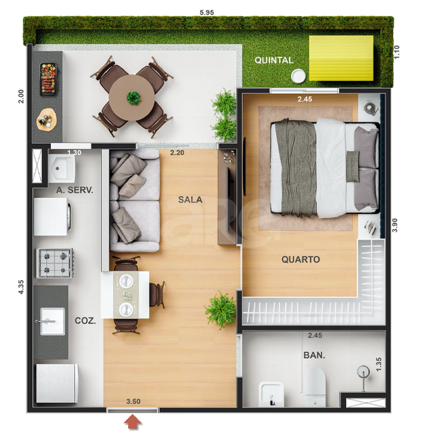 Planta — Garden 38,28 m²