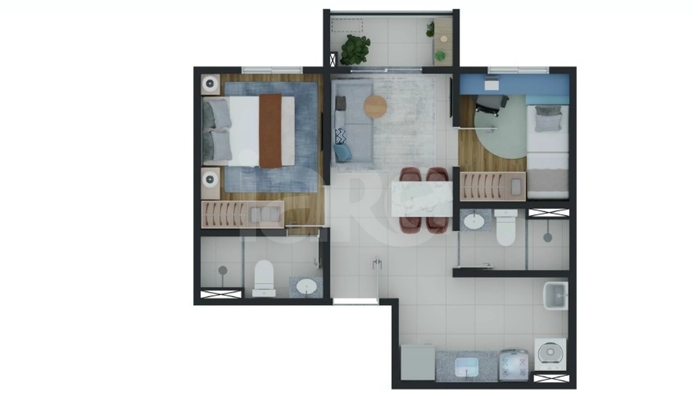 Planta — Apartamento 43,96 m²